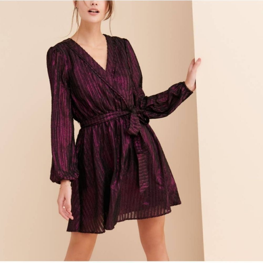 Modcloth Time to Shine metallic purple wrap dress size 2X